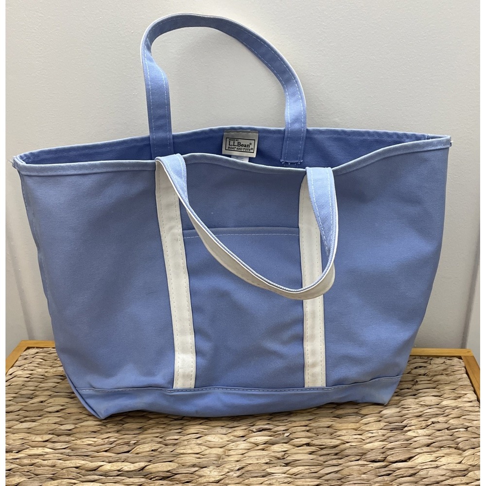Rare Custom L.L. Bean Boat And Tote 2017 - 2019 Blue Off White Large Patina